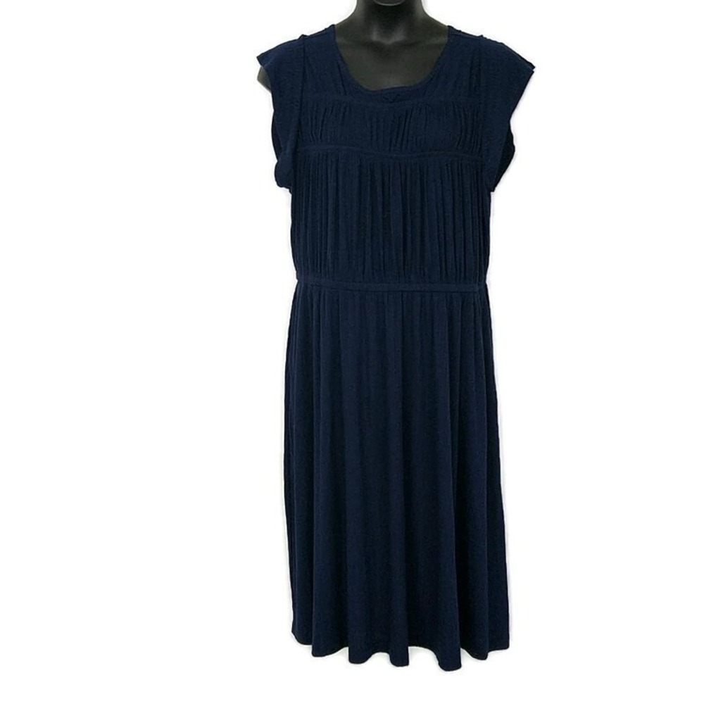 Lane Bryant Womens sz 22 24 Dress Knee Length Blue Fitted Waist Cap Sleeve